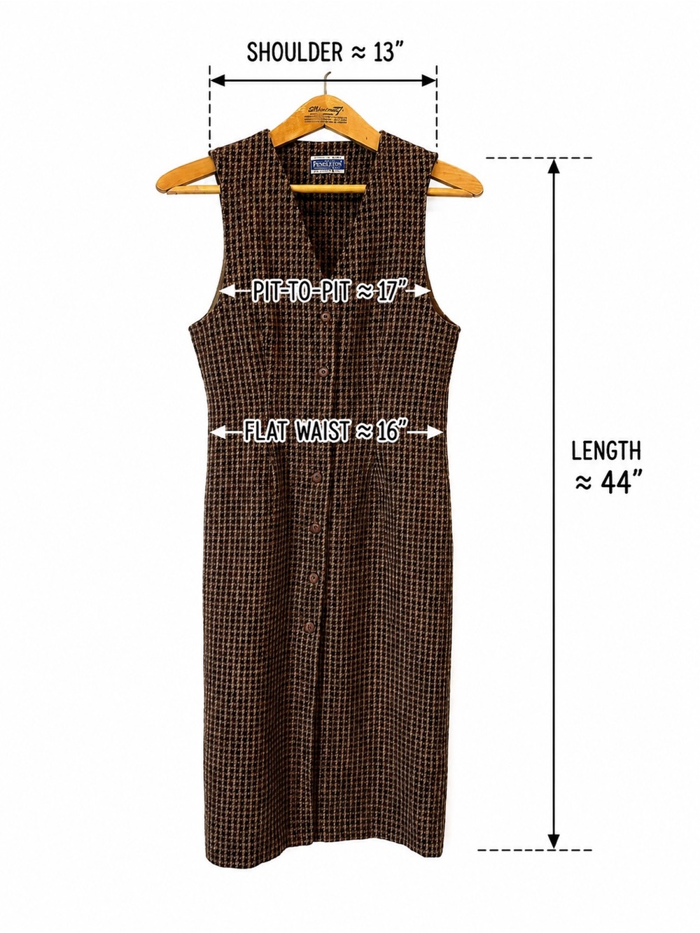 Pendleton Vintage Houndstooth Wool Midi Dress Size 8 Autumn Wedding Office Wear - Picture 4 of 15